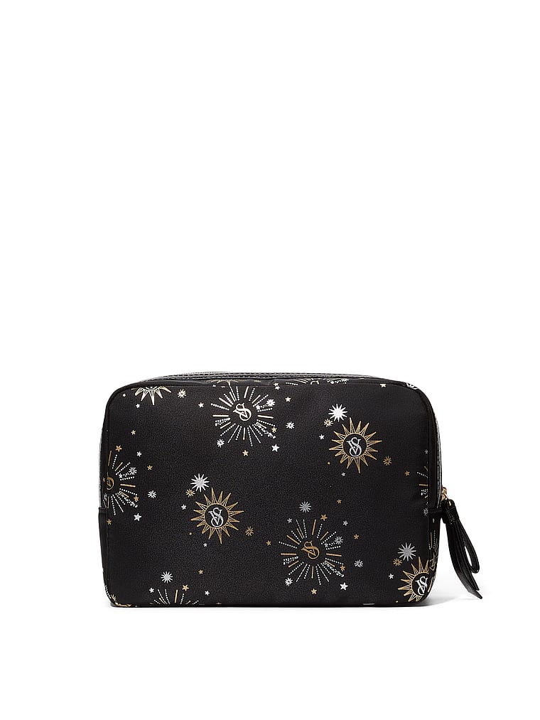 Floral Quilted Makeup Pouch - Travel-Friendly Cosmetic Bag