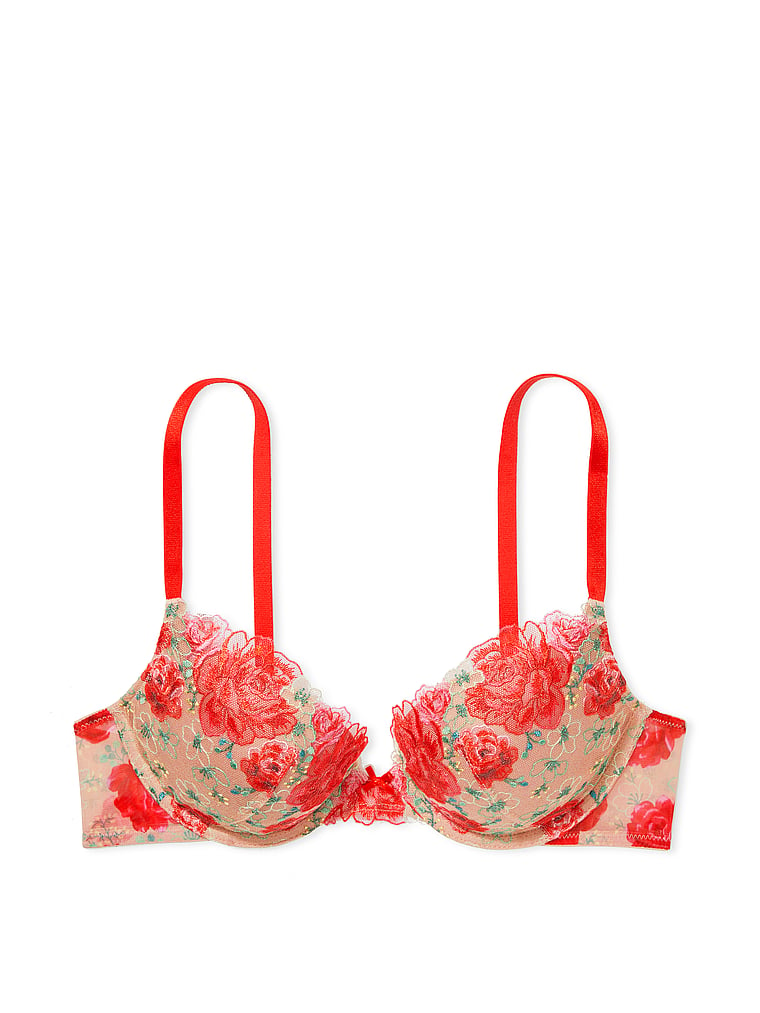 Floral Embroidery Push-Up Bra