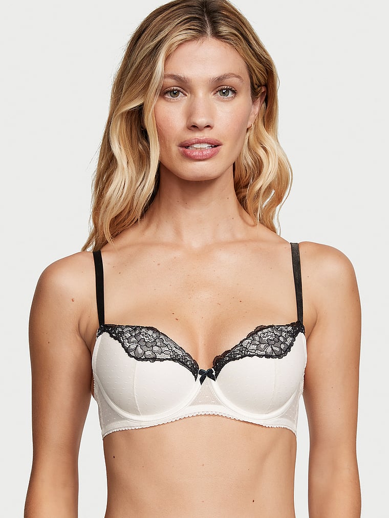 ESPRIT - Push-up underwire bra with a lace trim at our Online Shop