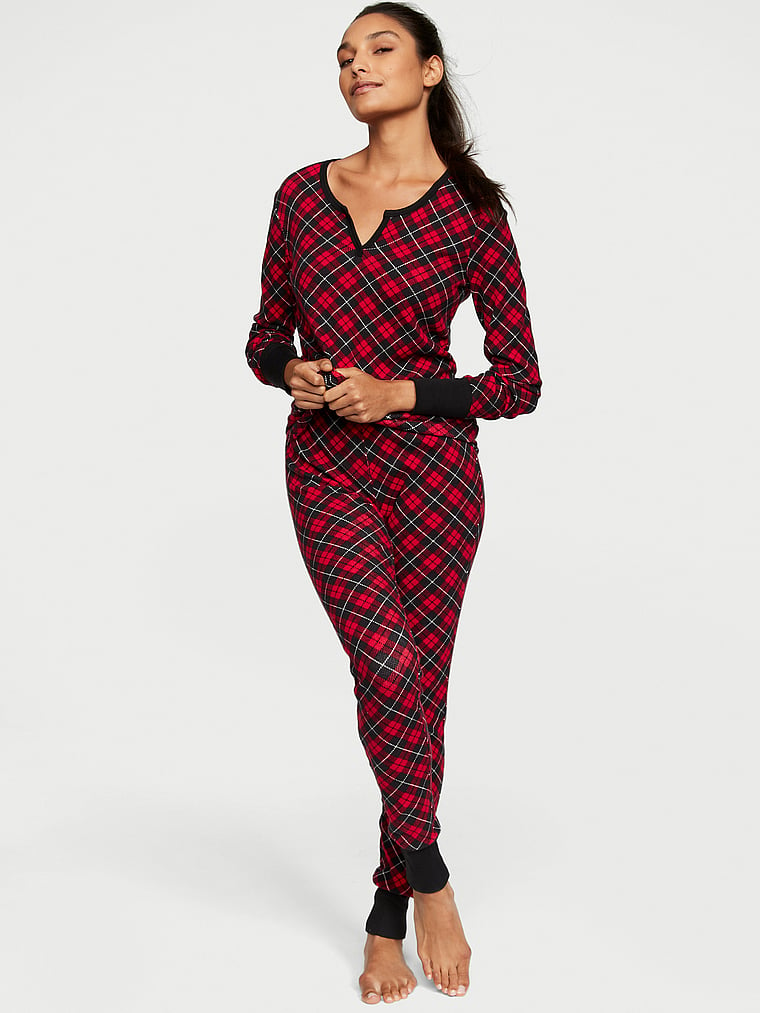 New Victoria’s Secret Thermal Pajama Set Leopard Print Large XL