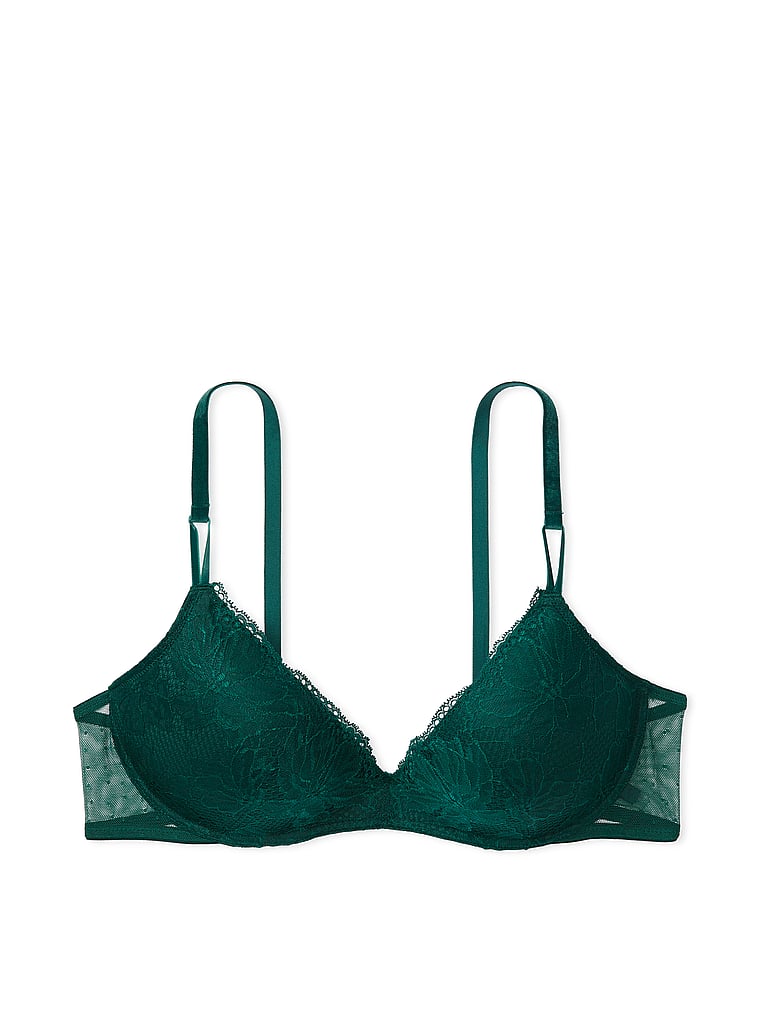Victoria Secret Bra Size 34DD Green Underwired Push-Up Adjustable Straps  Lace