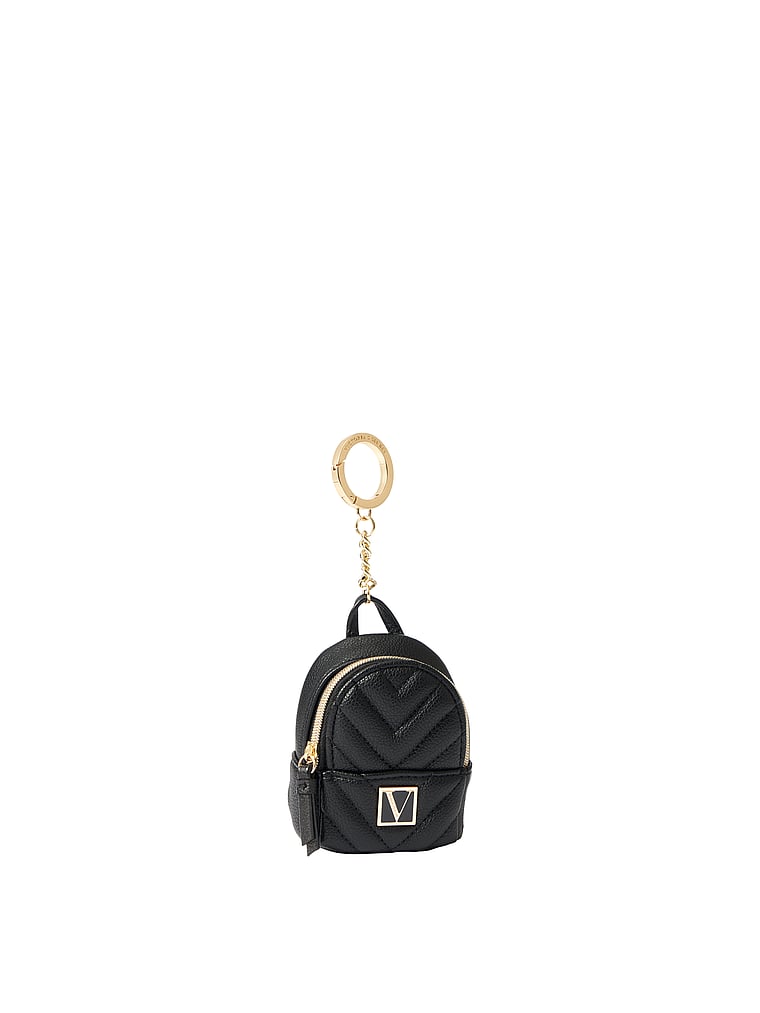 Victoria's Secret Keychain Mini Backpack Bag Charm Black Lips Love NWT