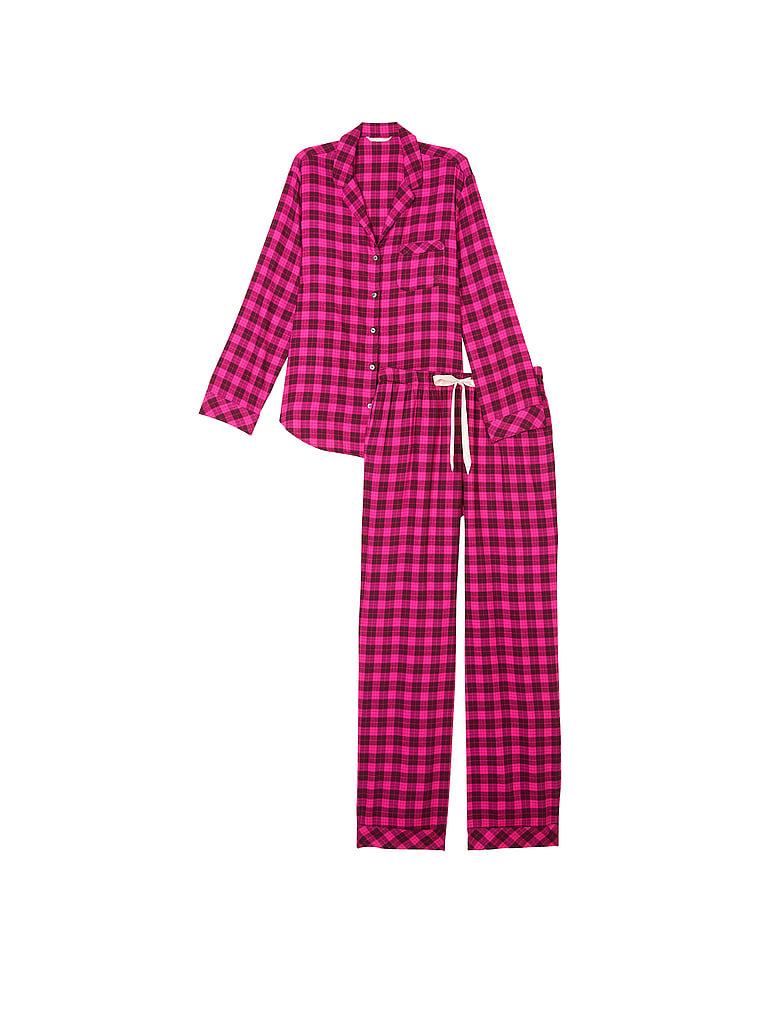 Victoria's Secret, Victoria's Secret Flannel Long Pajama Set, offModelFront, 3 of 4