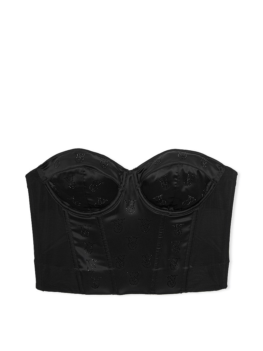 Victoria Secret Lingerie Bustier Corset Small Black Strappy Banded  Underwire New