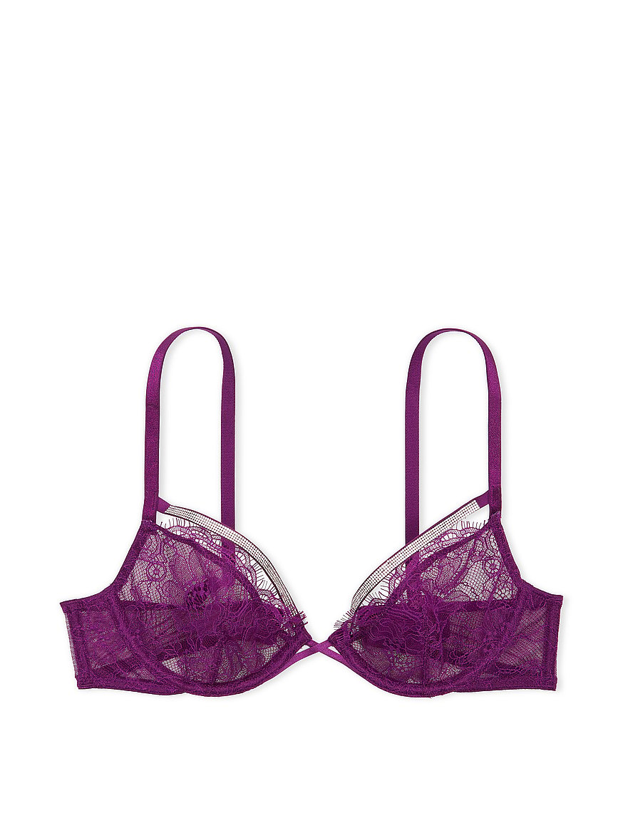 Steamy Floral Unlined Lace Fashion Bra in Multi & Purple