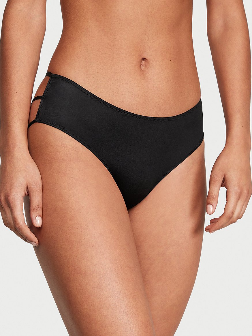 New Victoria secret strappy Cheekini (L) & garter (M/L) set panty black