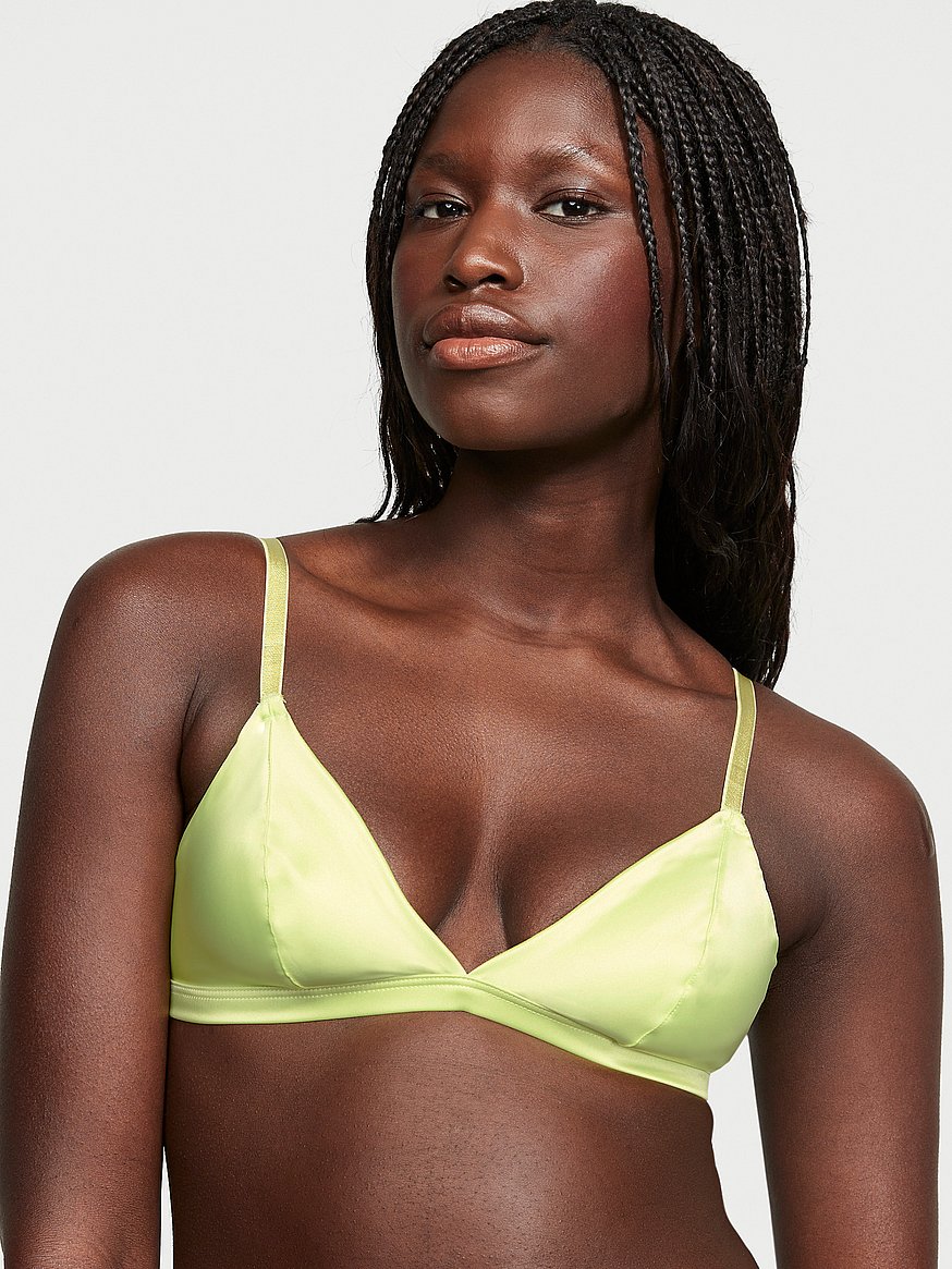 Buy Victoria's Secret PINK Satin Green Smooth Non Wired Push Up Bralette  from Next Luxembourg