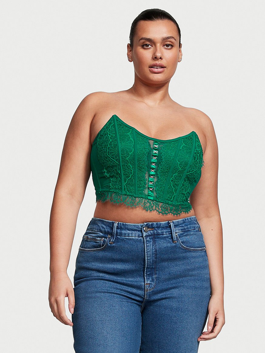 Flower Lace Mesh Breasted Corset Bustier Crop Top Skinny Sling