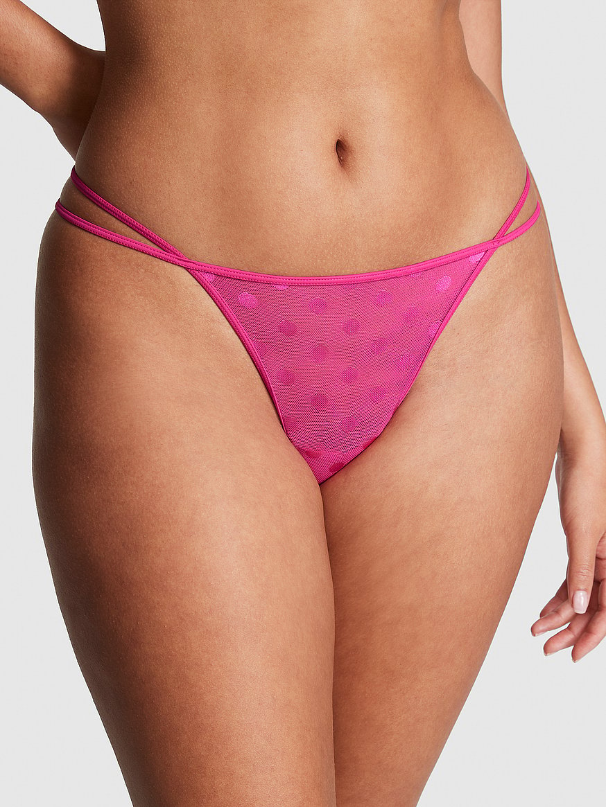 Buy Logo Mesh Strappy Cheeky Panty - Order Panties online 5000009711 - PINK  US