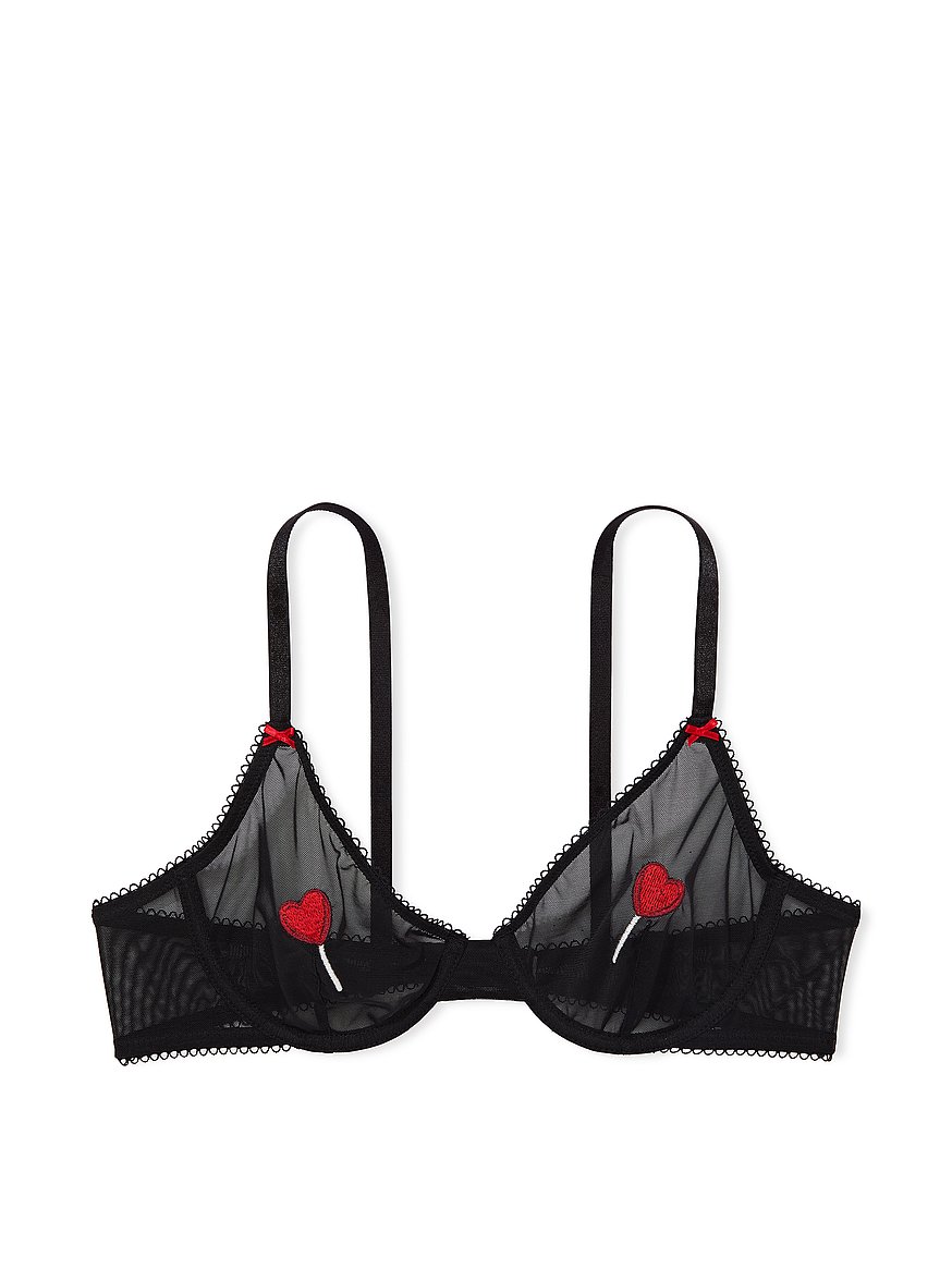 Victorias Secret,Transparent Unlined LONG bra-COLOR BLACK size 34D