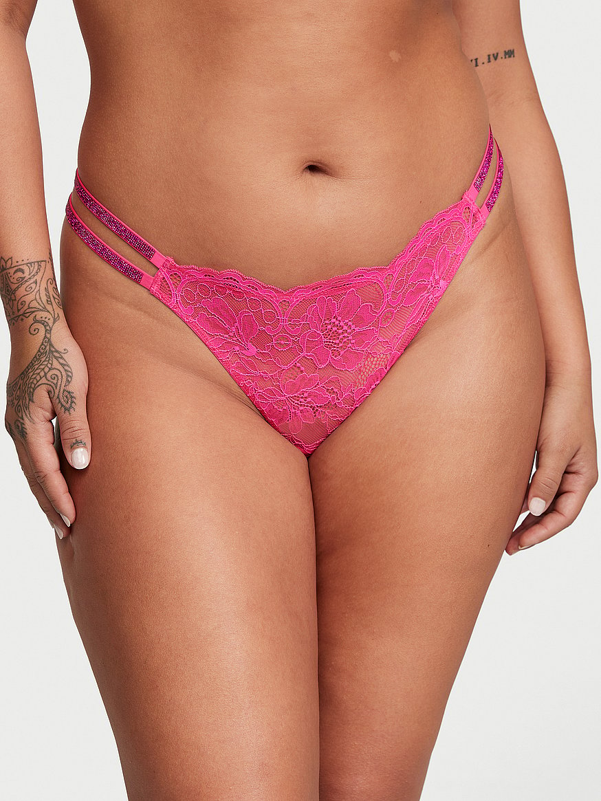 Victoria Secret Pink all over lace strappy thong panty