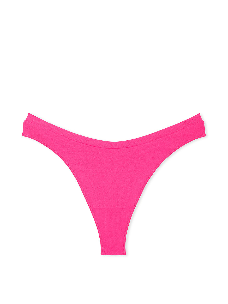 Victoria's Secret PINK logo Extra Low Rise Thong Panty Marl Grey