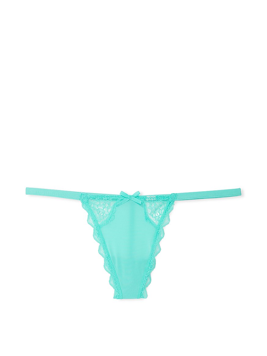 Victoria's Secret Dream Angels Teal Blue Lace Thong Panties - Size