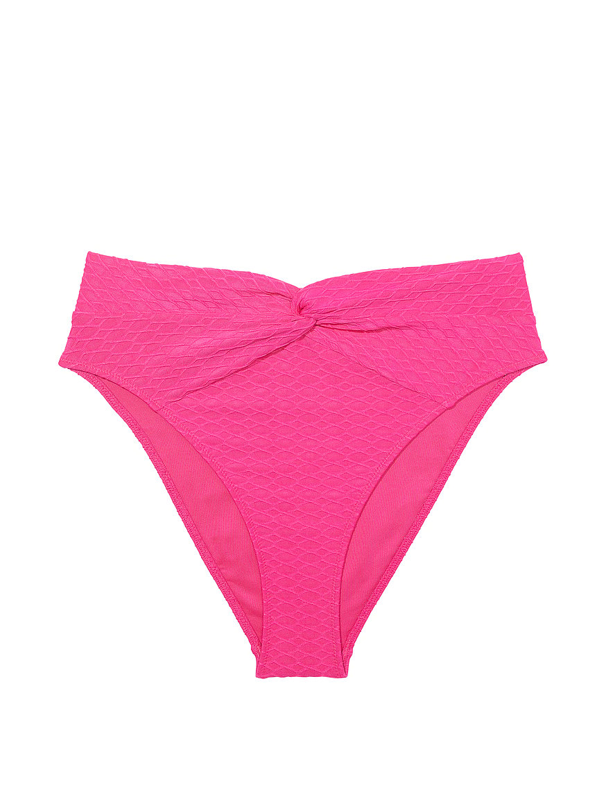 Hot Pink Bikini - High-Waisted Bikini Bottom - Pink Swim Bottoms