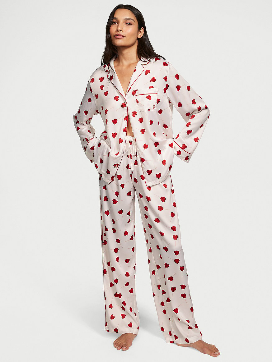 Victoria's Secret: After-Hours Satin Pajama (in blk/white leopard
