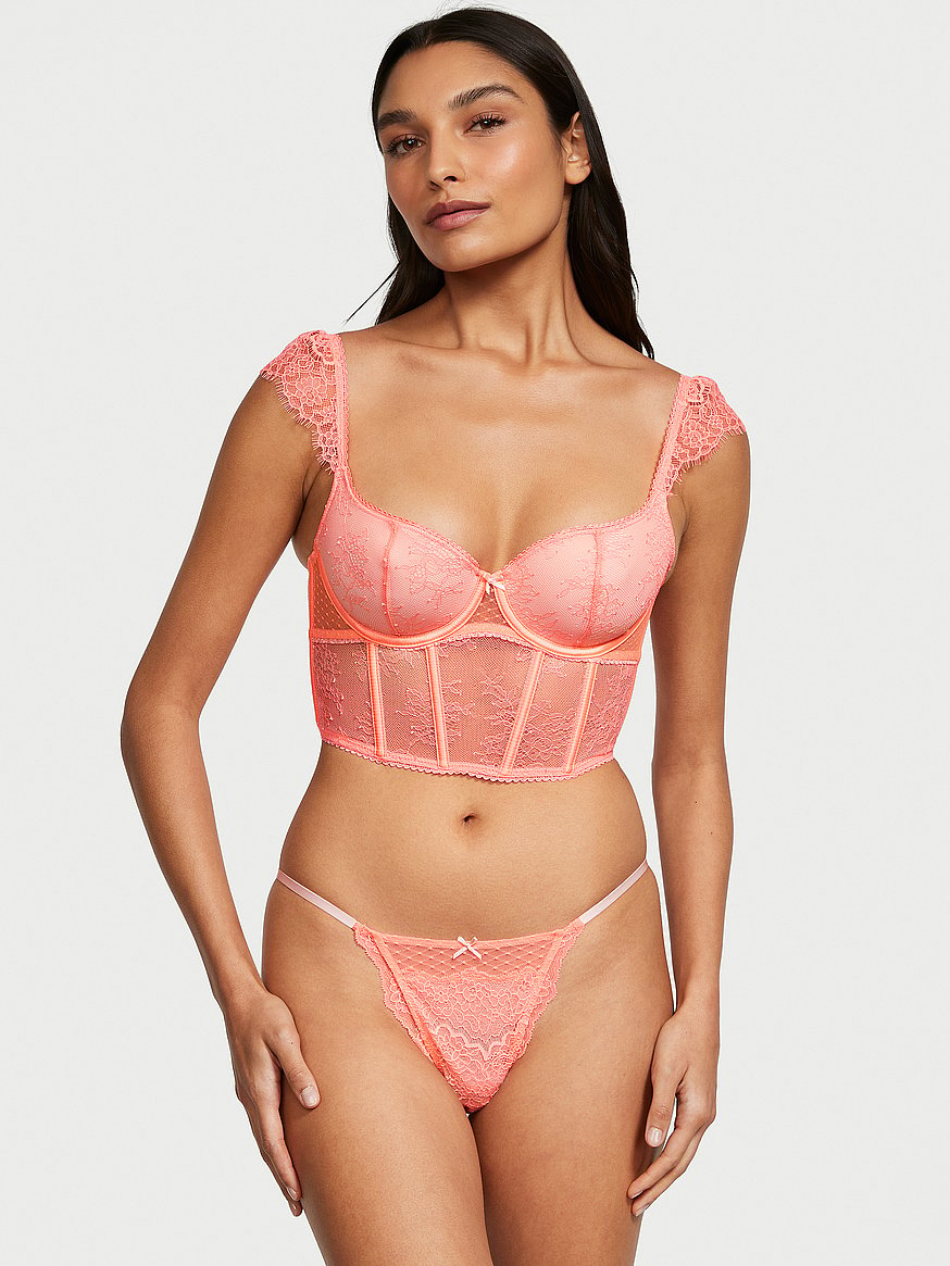 Victoria's Secret Lace Halter Corset Sheer Bra Blush Pink Sz Large - $25 -  From Andrea