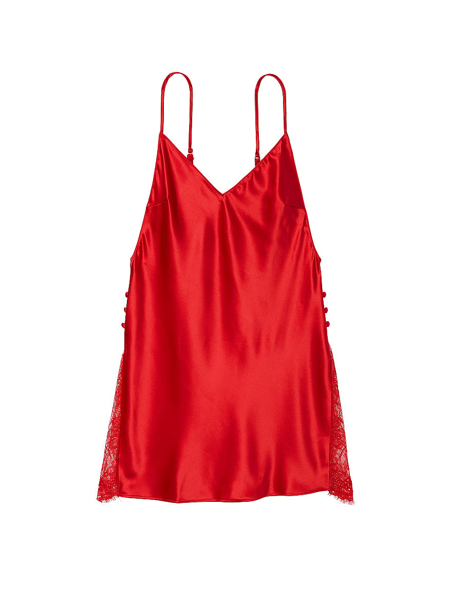 Victoria Secret Red Lace Inset Satin Night Dress