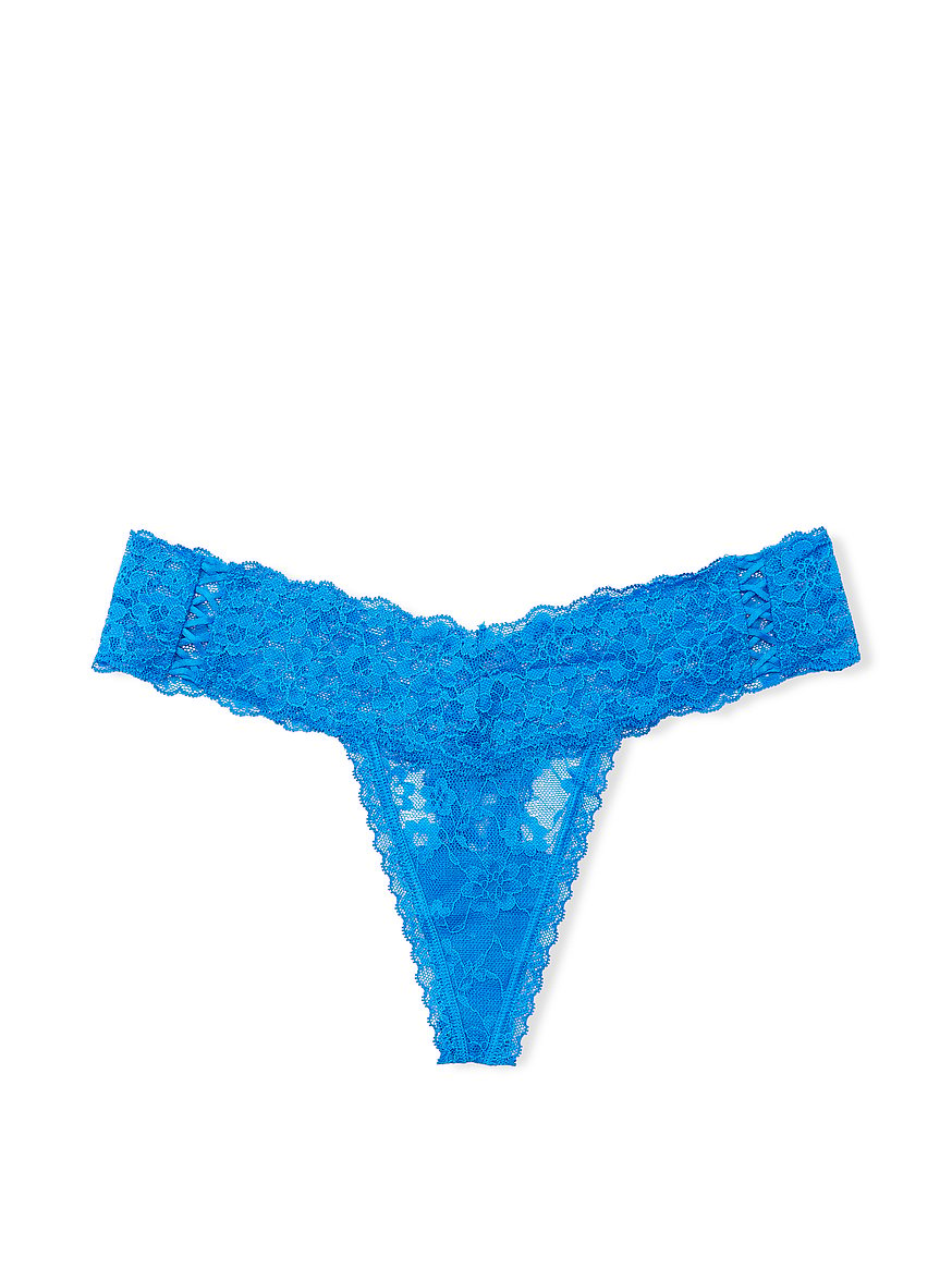 Lace Panties Rhinestone Deep V Thong Victoria's Underwear See