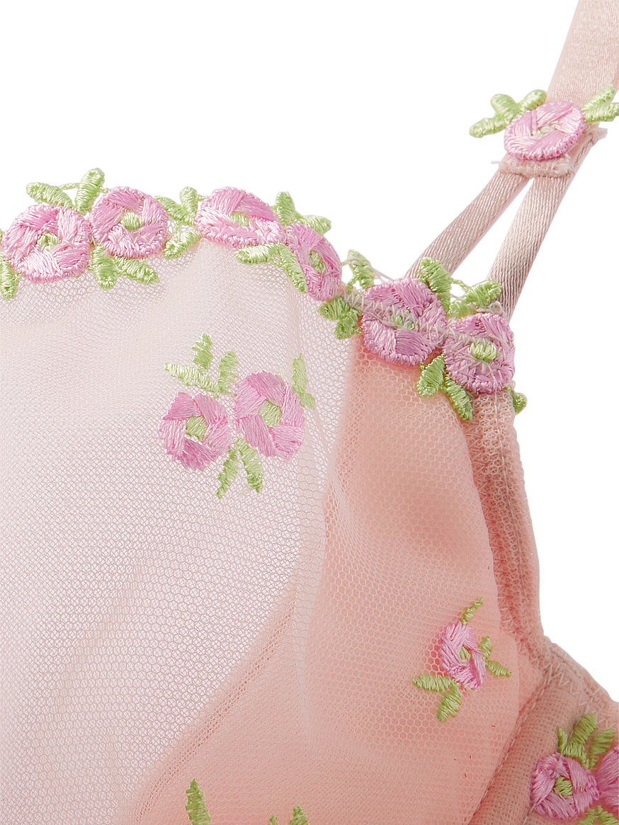 Unlined Embroidered Bra - Floral embroidery