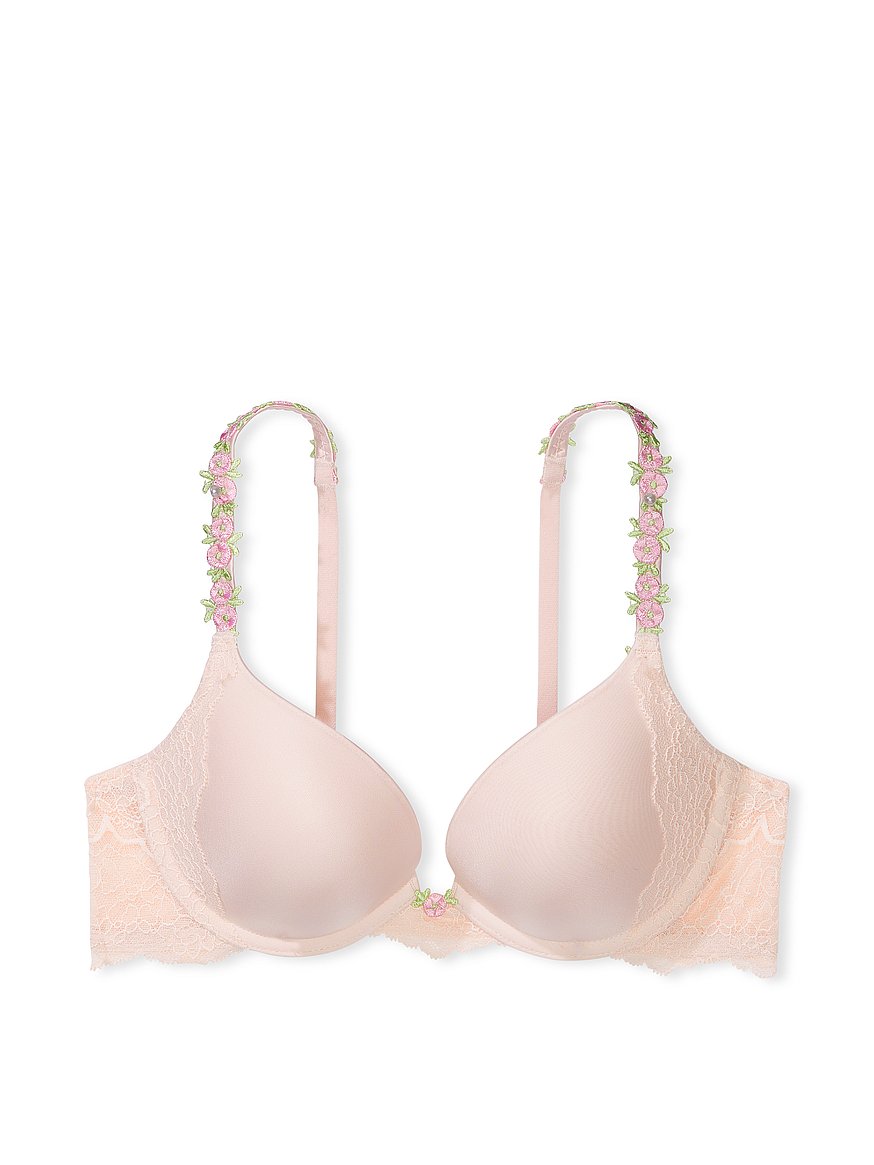 Boho Floral Embroidery Push-Up Bra
