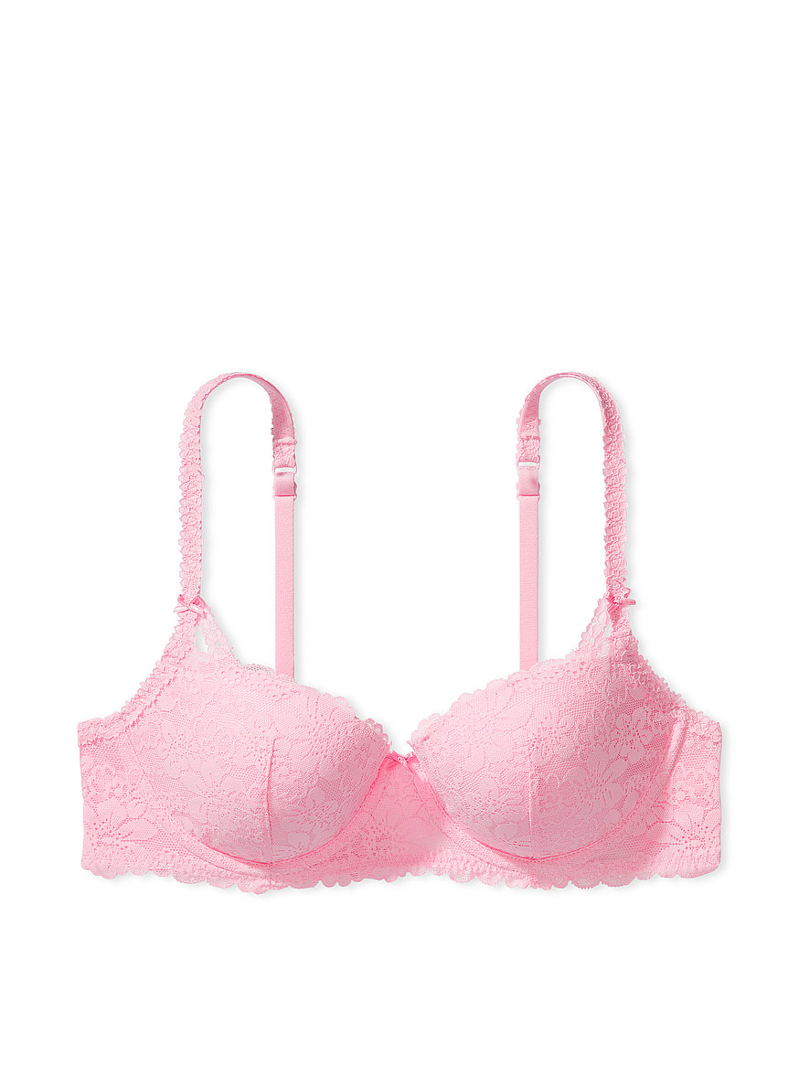 Victoria Secret Bra Size 36C Light Pink Underwired Push-Up Adjustable Strap  Lace