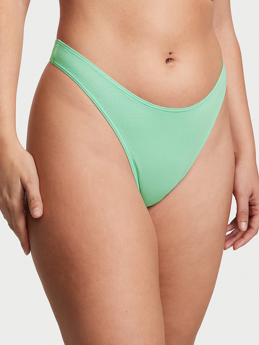 Mid-High waisted Thong Green