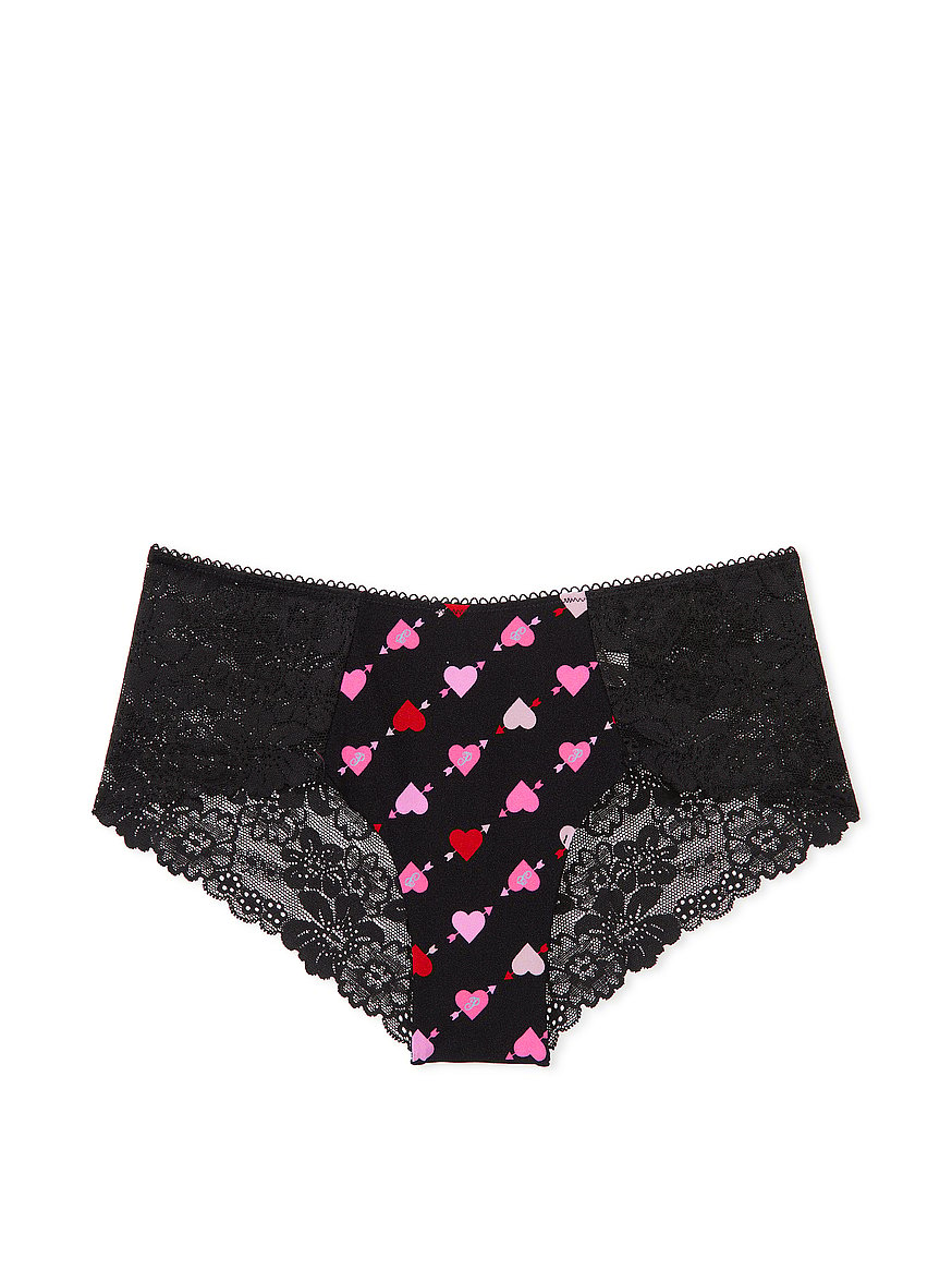 Girls 3 Pack Black Pink and Grey Lace Trim Seamless Briefs