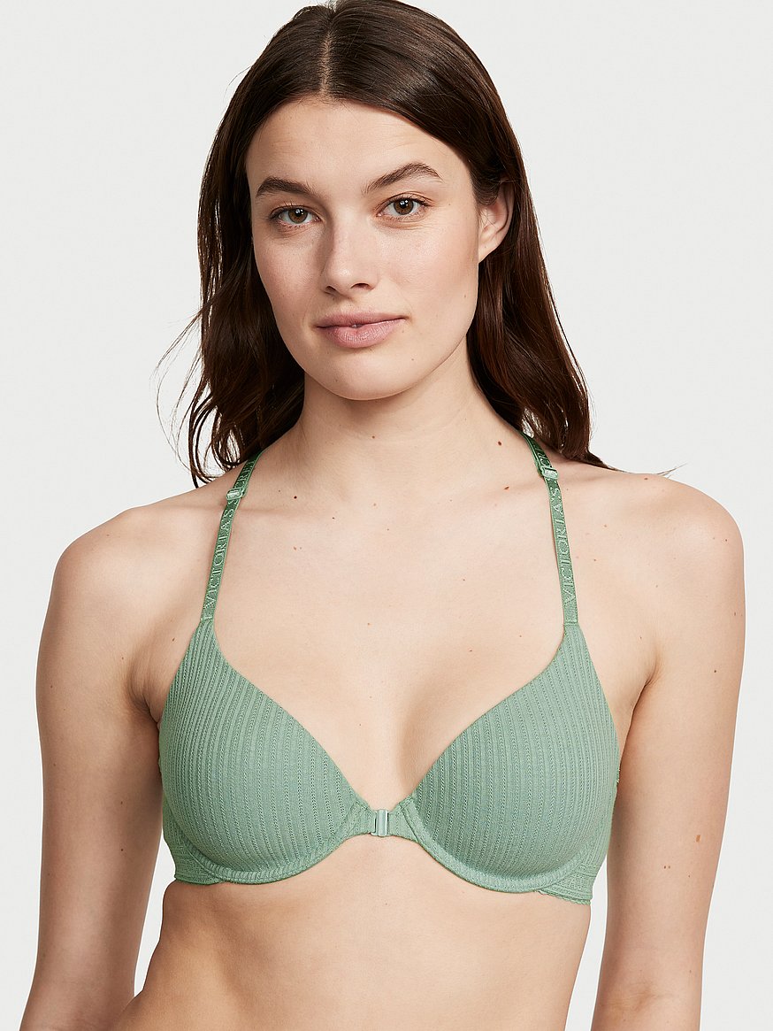 Lightly Lined Full-Coverage Front-Close Pointelle Bra