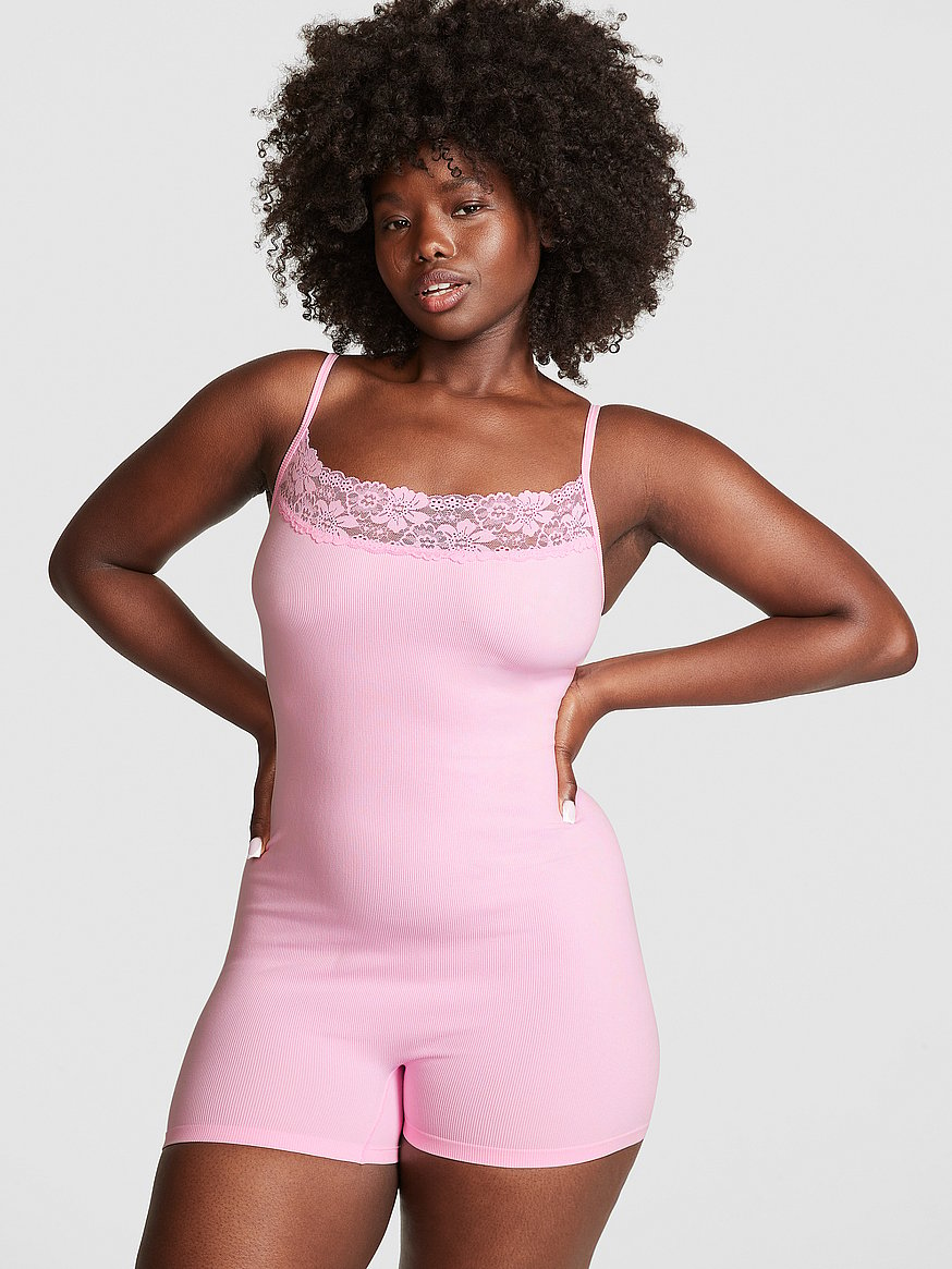 Women's Adjustable Straps Pajama Set with Lace Trim Short