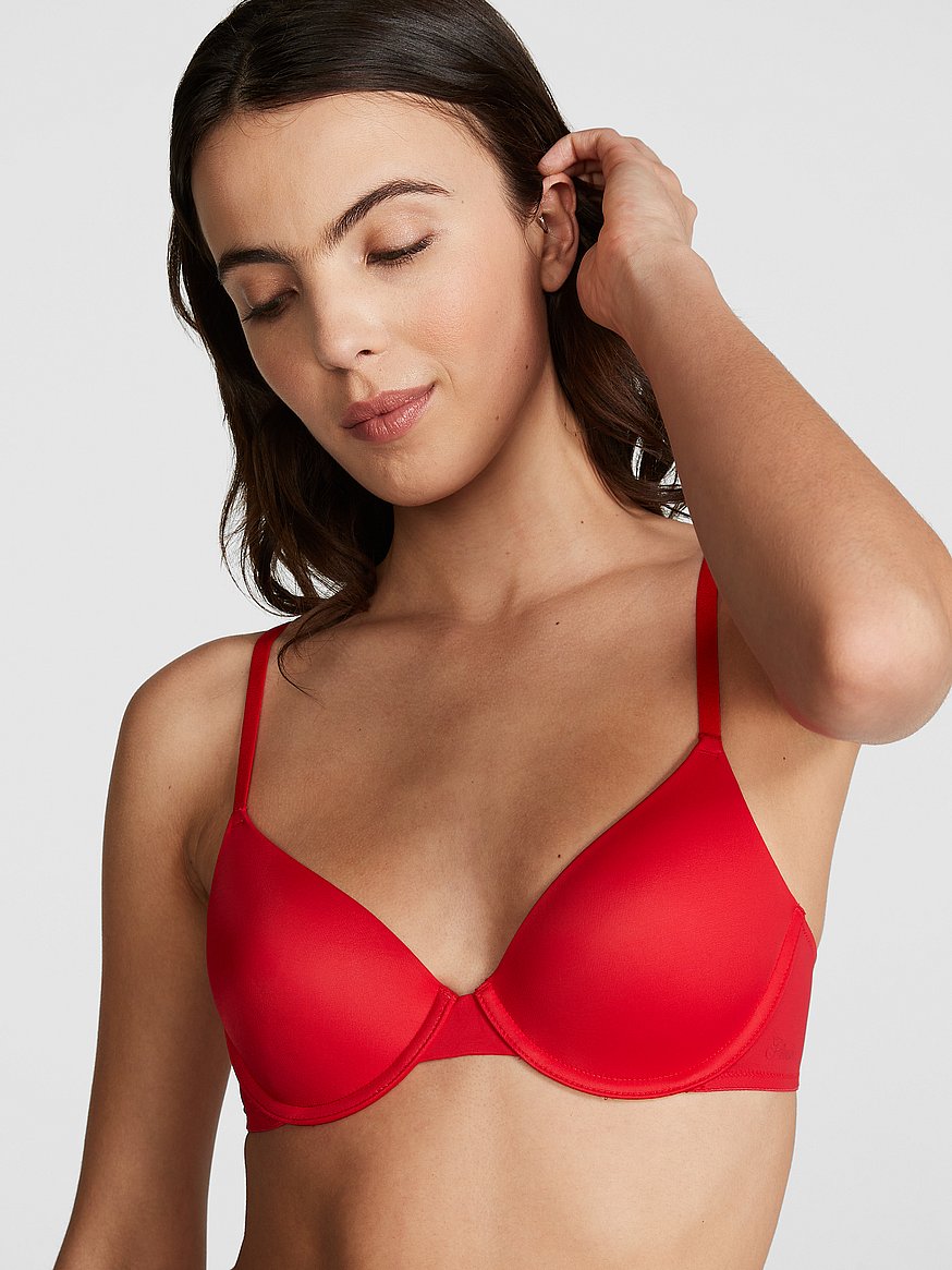 Victorias Secret Pink Wear Everywhere T-Shirt Bra, Lightly  Lined, Smooth, Bras For Women, Red