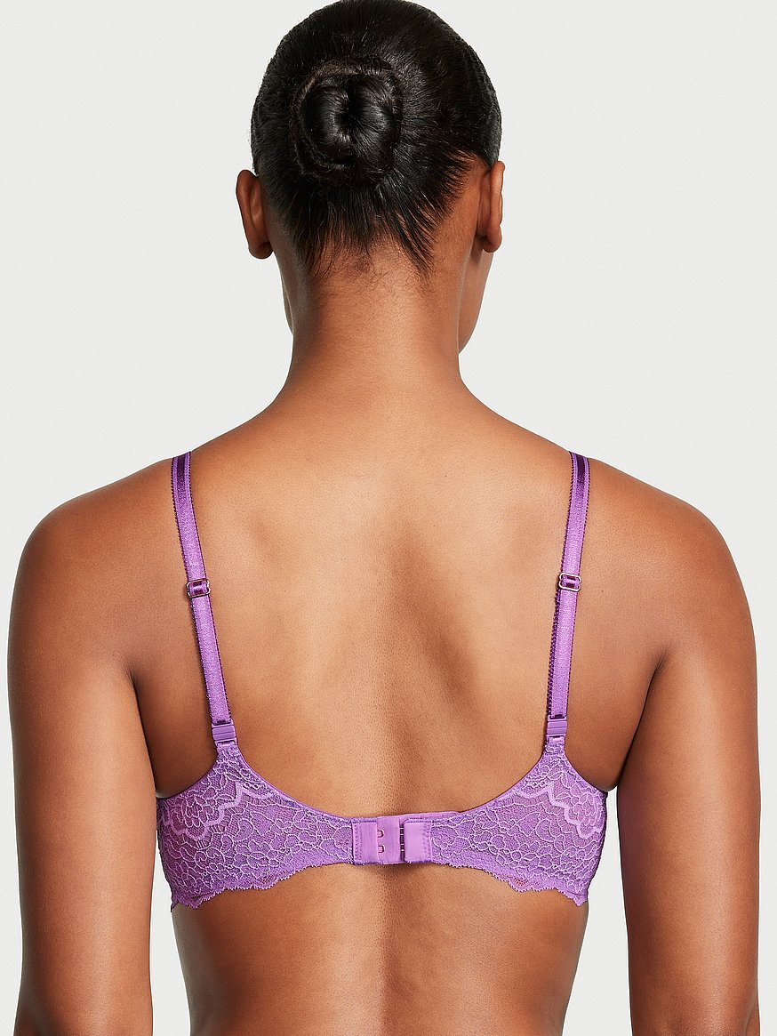 Victoria's Secret biofit push up jewel lace bra in purple size 34D.