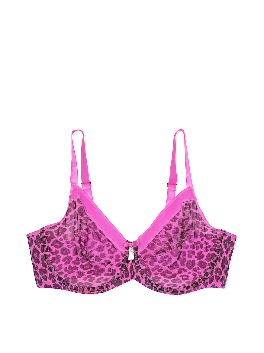 Sheer Mesh Full Coverage Unlined Underwire Bra - Pink Leopard – Curvy  Couture