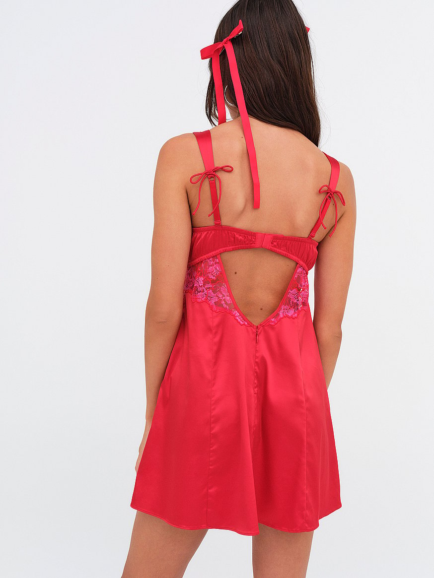Karissa Mini Dress - Cotton Voile Lace Trim Mini Sleep Slip Dress in Pale  Pink