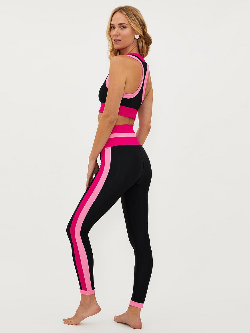 Victoria's Secret Pink Logo Stripe Yoga Leggings