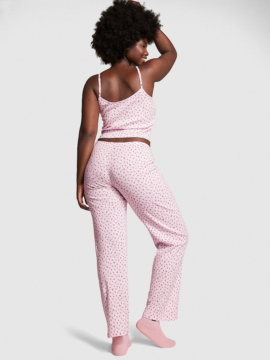 Pink Cotton Heart Pointelle Short Pajama Set