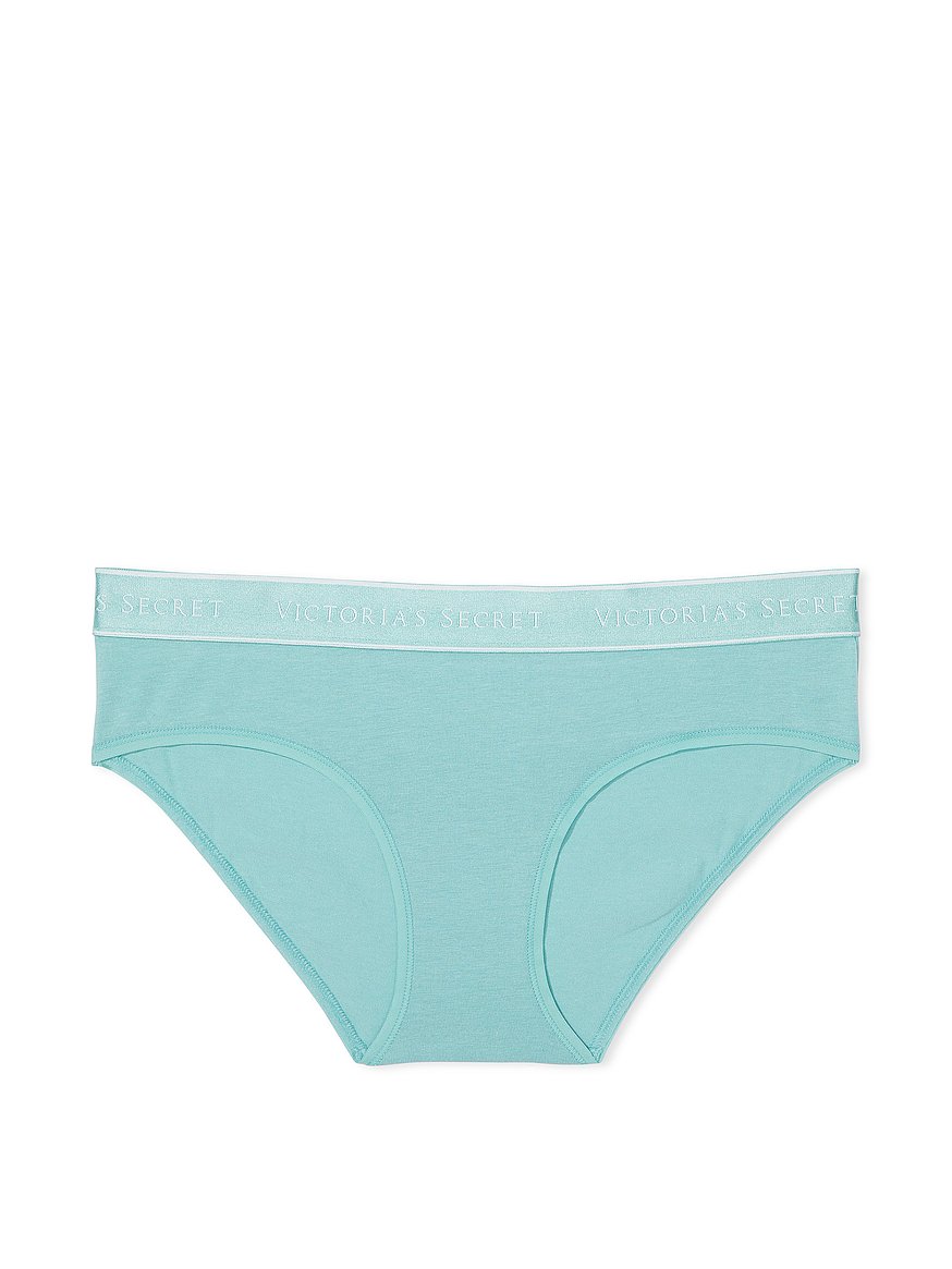 Cotton and Logo Elastic Band Bikini Panty - Delicate Blue
