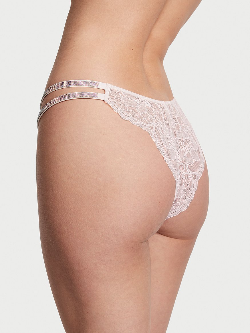 Buy Shine Strap Cut-Out Back Lace Brazilian Panty - Order