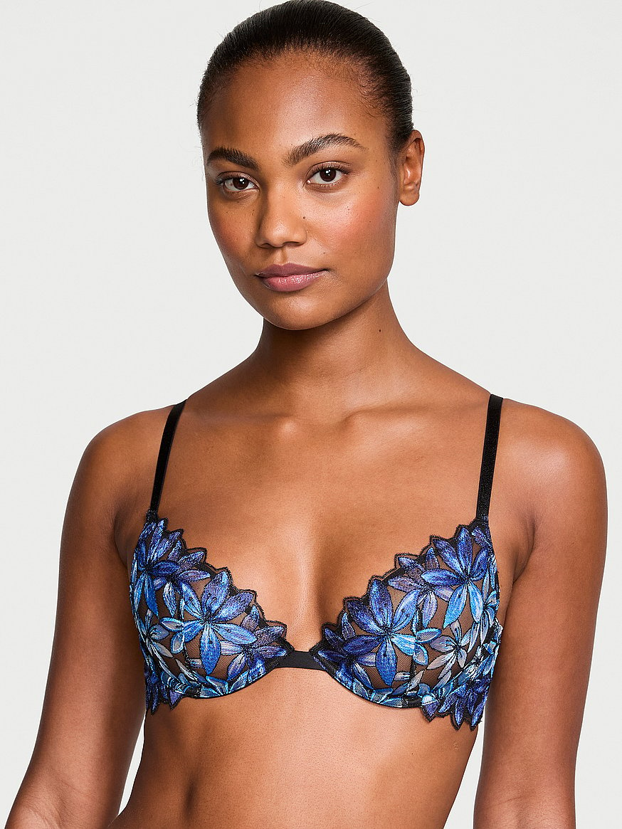 Buy Satin Ziggy Glam Floral Embroidery Strappy Open-Cup Bra - Order Bras  online 1123421400 - Victoria's Secret US