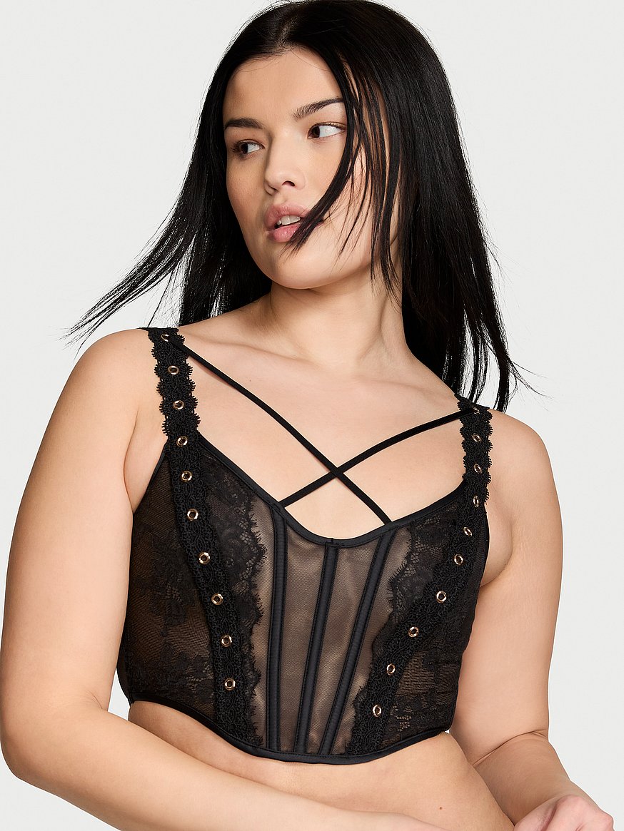 Shape Black Sheer Lace Structured Corset