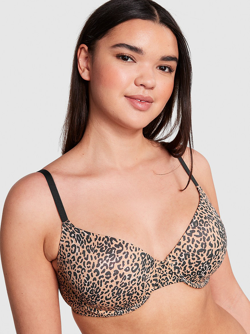 Ladies Brown Leopard Cheetah Print Underwire Padded Bra Size 38C