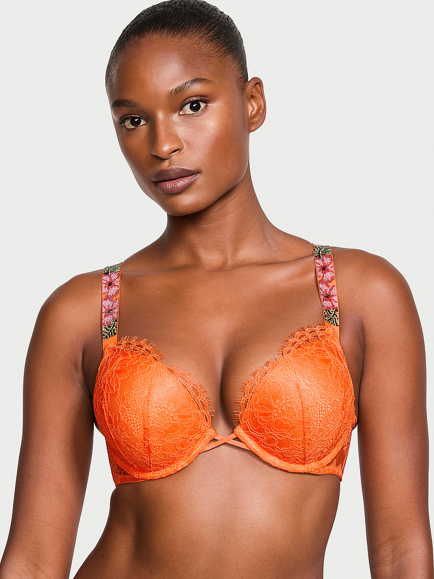 Bombshell Add-2-Cups Hibiscus Shine Strap Lace Push-Up Bra