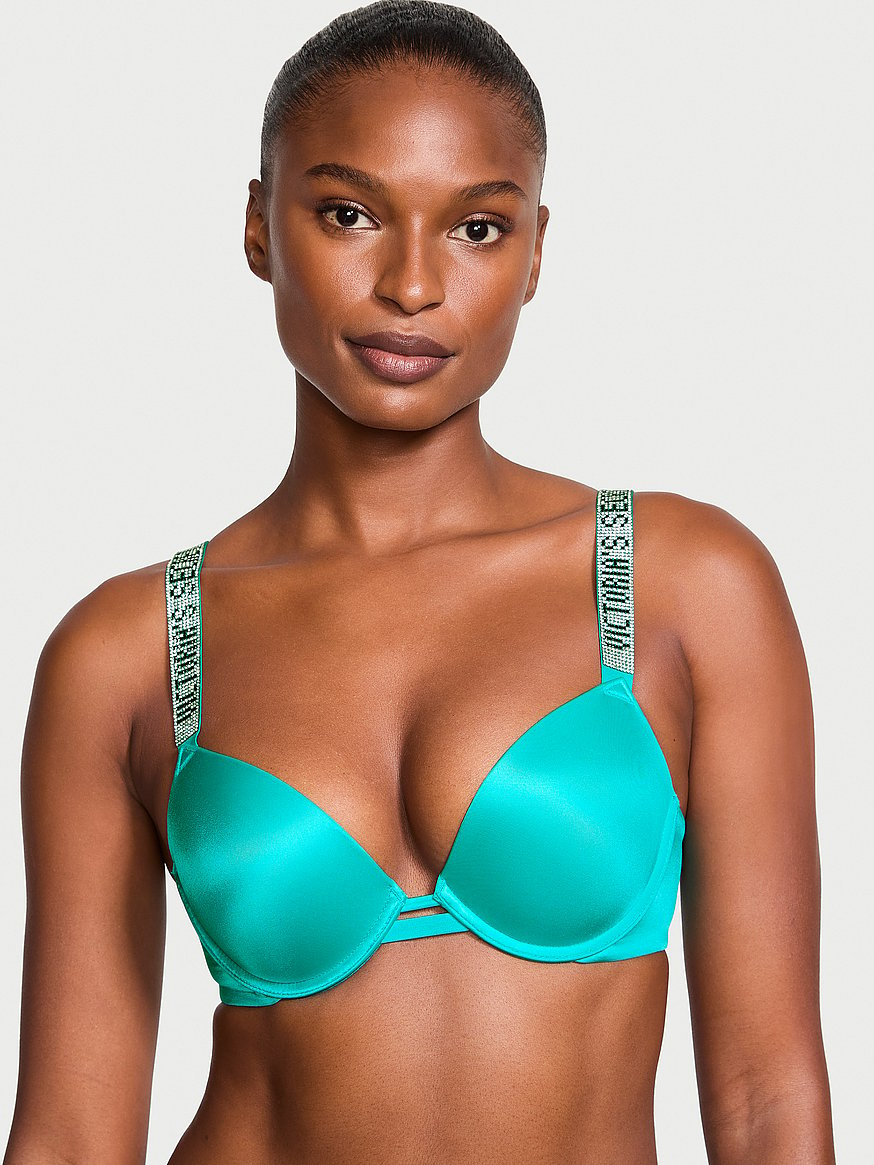 Victoria's Secret 34A BOMBSHELL Lace Shimmer Push-Up Bra ADDS 2 CUP SIZES!