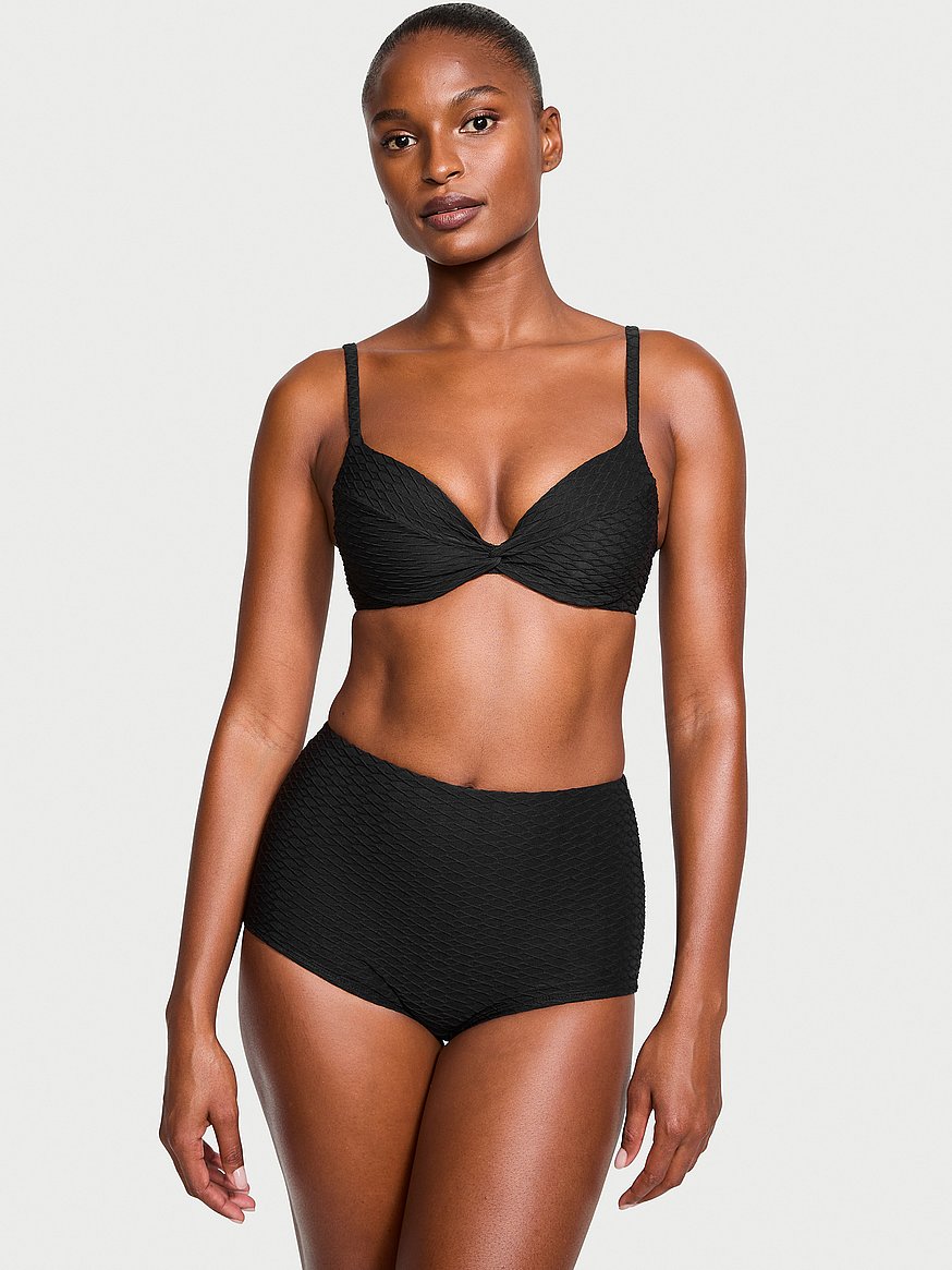 Black Leopard Push Up Bikini Top - Removable Straps – Twisted Glow