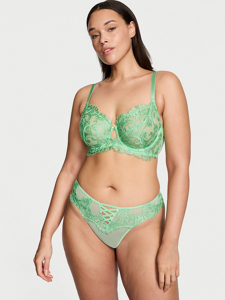 Victoria's Secret Victoria Secret Green Blue Lace Lined Perfect Coverage Bra  32DD Size undefined - $27 - From Kelly