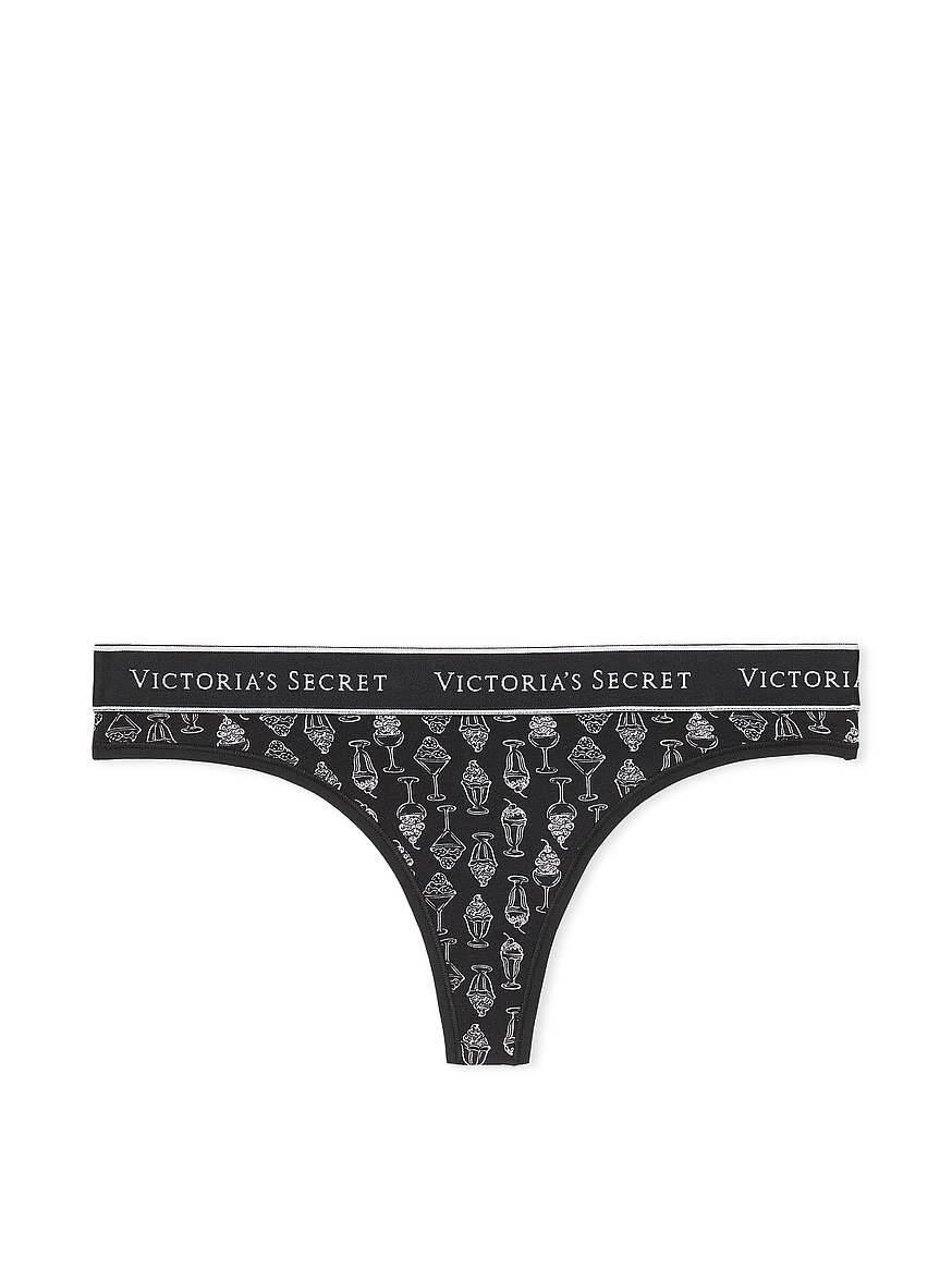 Logo Cotton Thong Panty