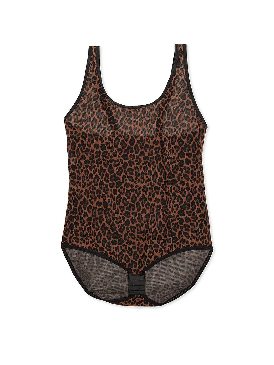 Sheer Mesh Bodysuit - Designer Leopard – Curvy Couture