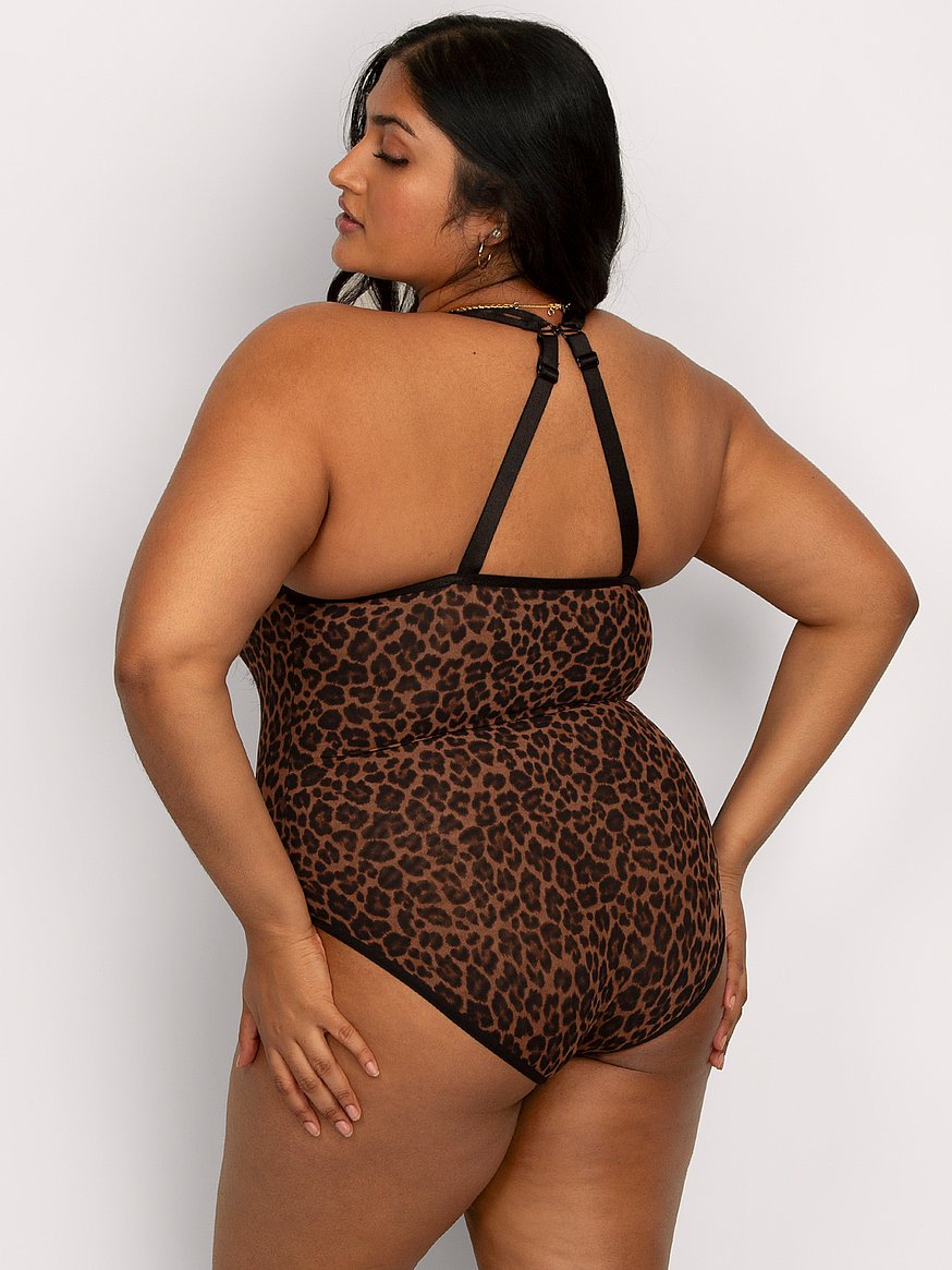 Sheer Mesh Bodysuit - Designer Leopard – Curvy Couture