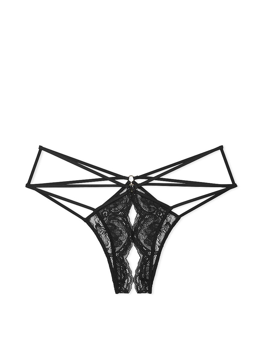 Lace Strappy Crotchless Cheeky Panty