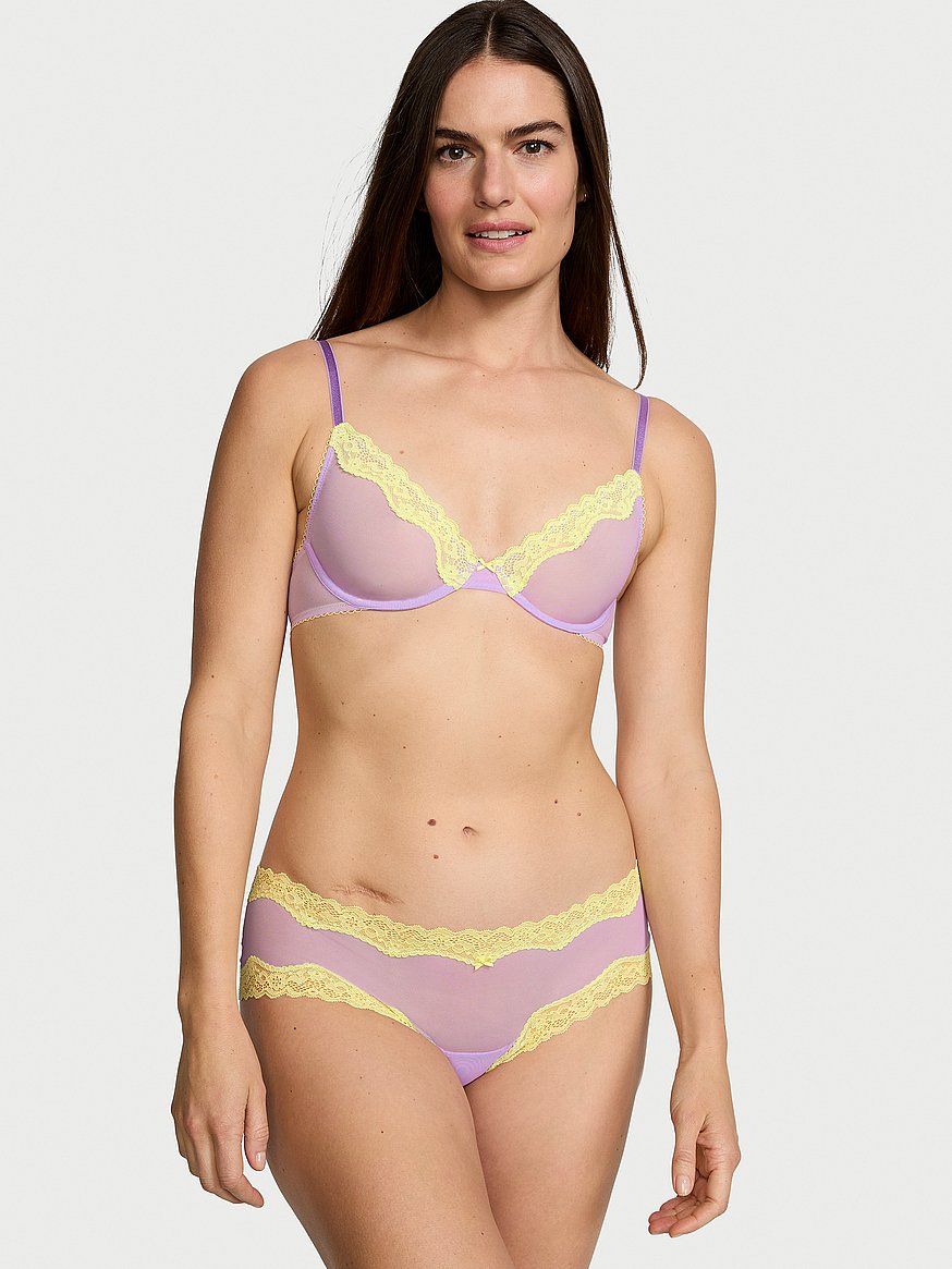 Victorias Secret bra 34DD body by victoria unlined demi sunshine yellow  sheer 