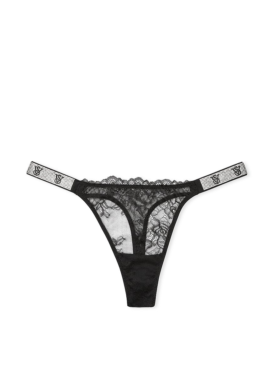 Shine Strap Rose Lace Thong Panty